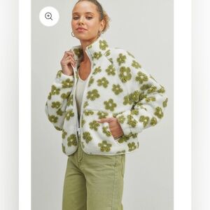 HYFVE White and Green Floral Jacket